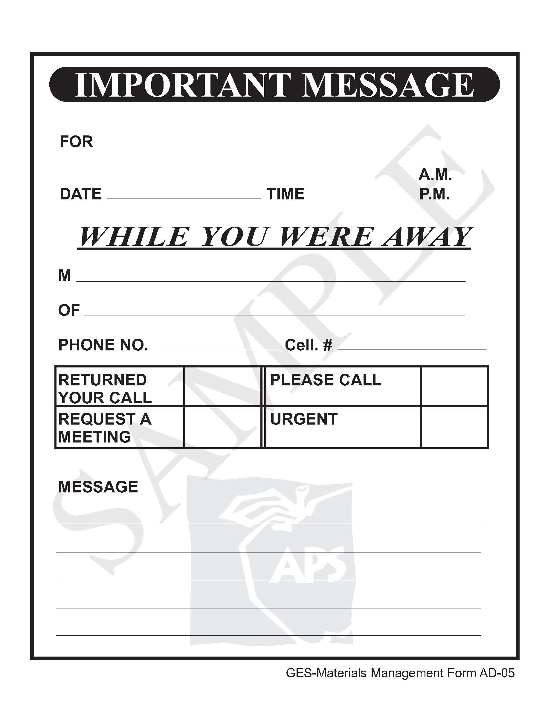 telephone message form