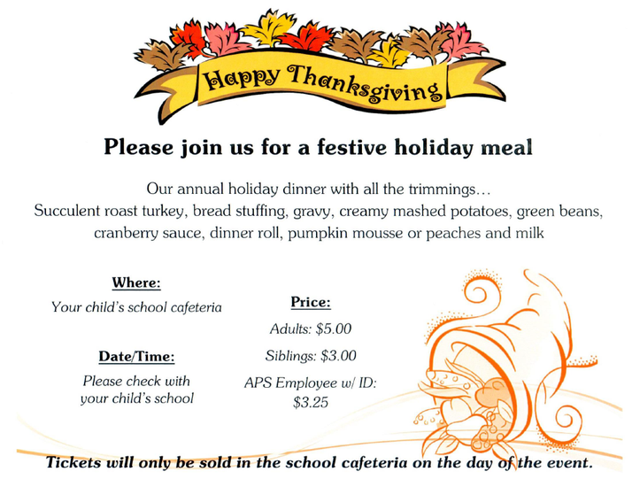 School Thanksgiving Dinners — Albuquerque Public Schools