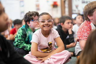 elementary student smiling