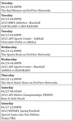 Pro View April 13 schedule