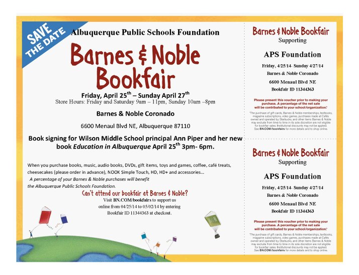 Barnes Noble Bookfair Benefits Aps Albuquerque Public Schools