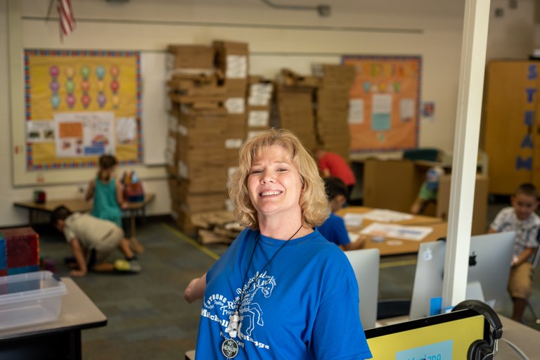 Heather Willingham in Mitchell Elementary School's makerspace