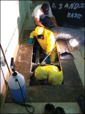 Working with asbestos in tunnels below floor