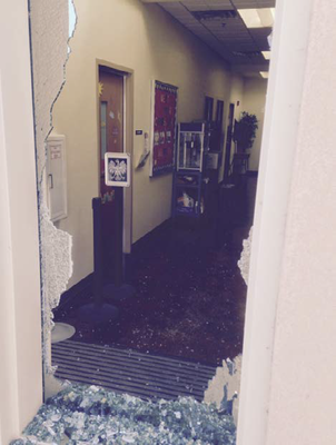 Large broken window