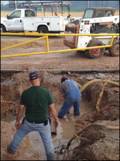 Day-time emergency repair at Highland HS