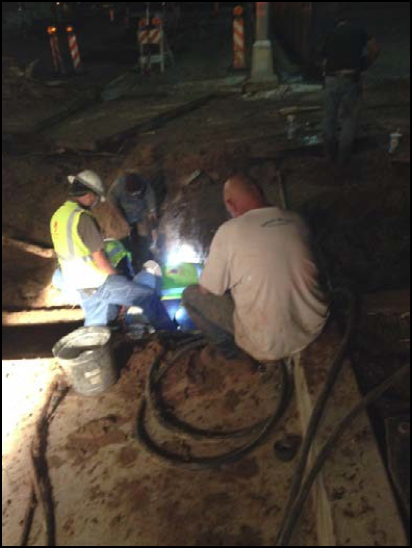 Night-time emergency repair at Highland HS