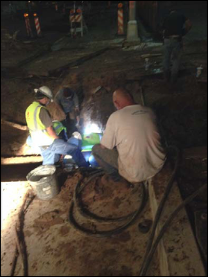 Night-time emergency repair at Highland HS