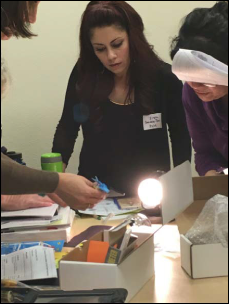 Teachers working in energy conservation workshop