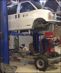 Fleet Maintenance shop repairing an APS van