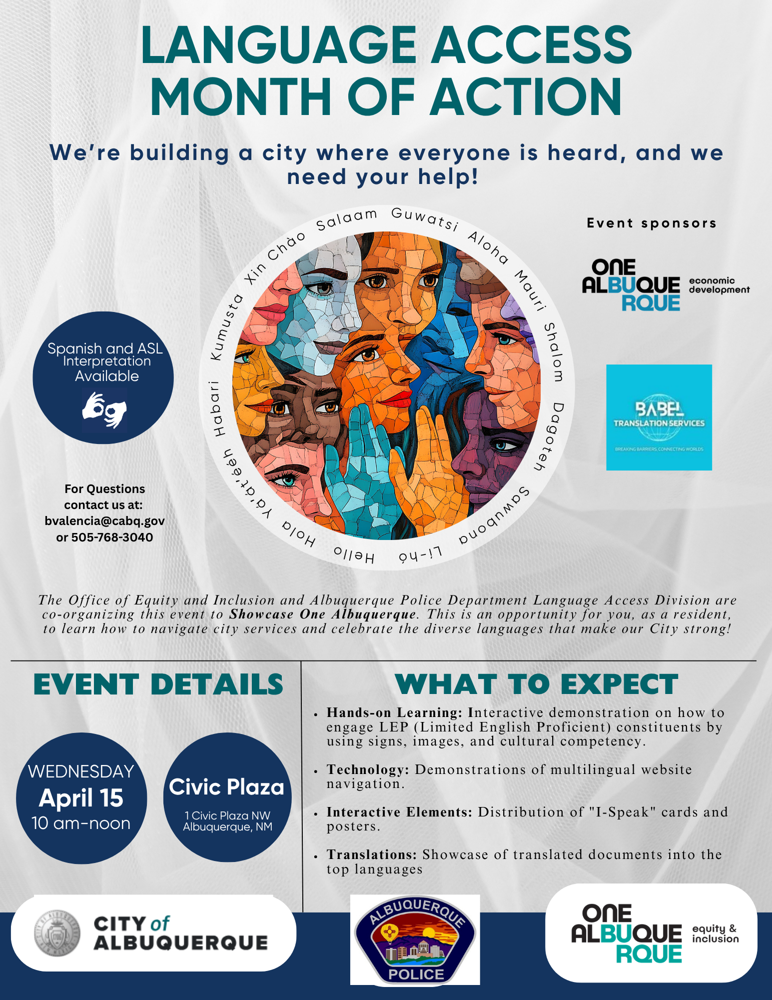 Language Access Month of Action / Mes de Accion Para el Acceso Linguistico