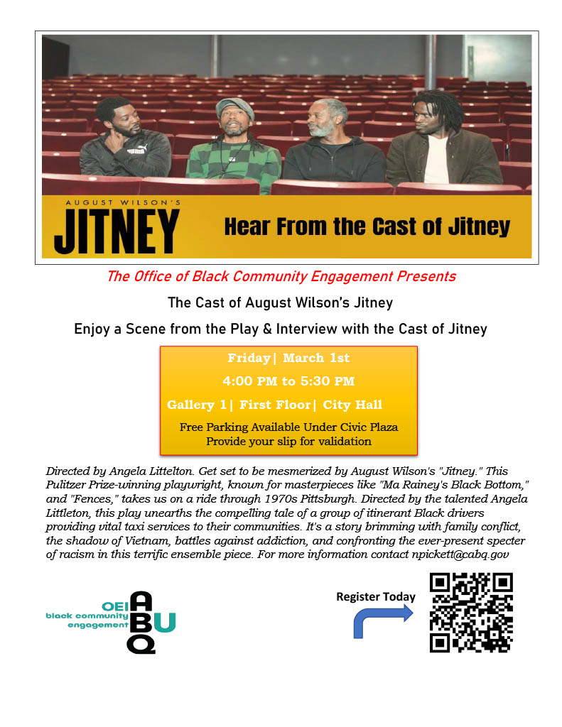 The Office of Black Community Engagement Presents The Cast of August Wilson's Jitney on Civic Plaza