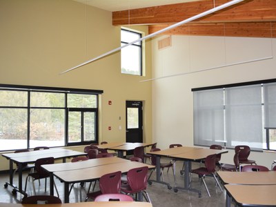 Classroom with desks and chairs