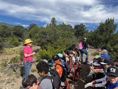 SMNHC educator Susanna Sprague Harris teaching at an outdoor classroom.