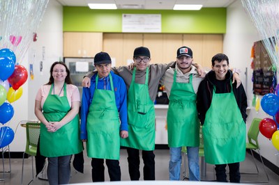Student Business Partnership (JPG) students at a local coffee shop