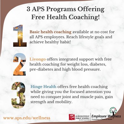 Three health coaching options are offered for all APS employees