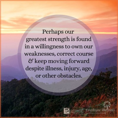 our greatest strength is found in our ability to own our weaknesses, course correct and keep moving forward.