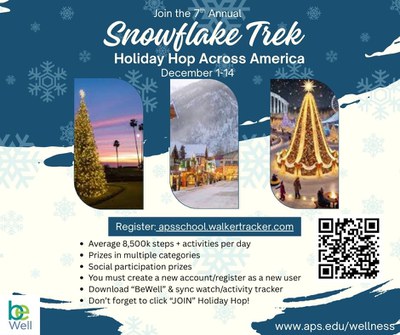 Festive picture with holiday trek information. 