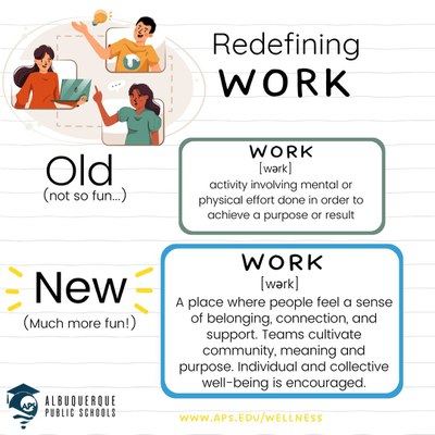 Wellbeing Ambassador's new definition of "work" and it can be fun!