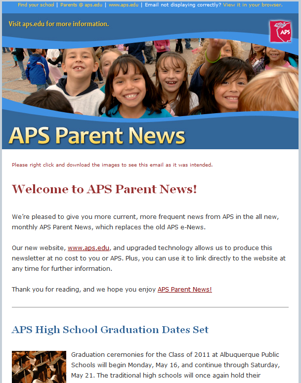 Click to subscribe to the APS Parent News email newsletter