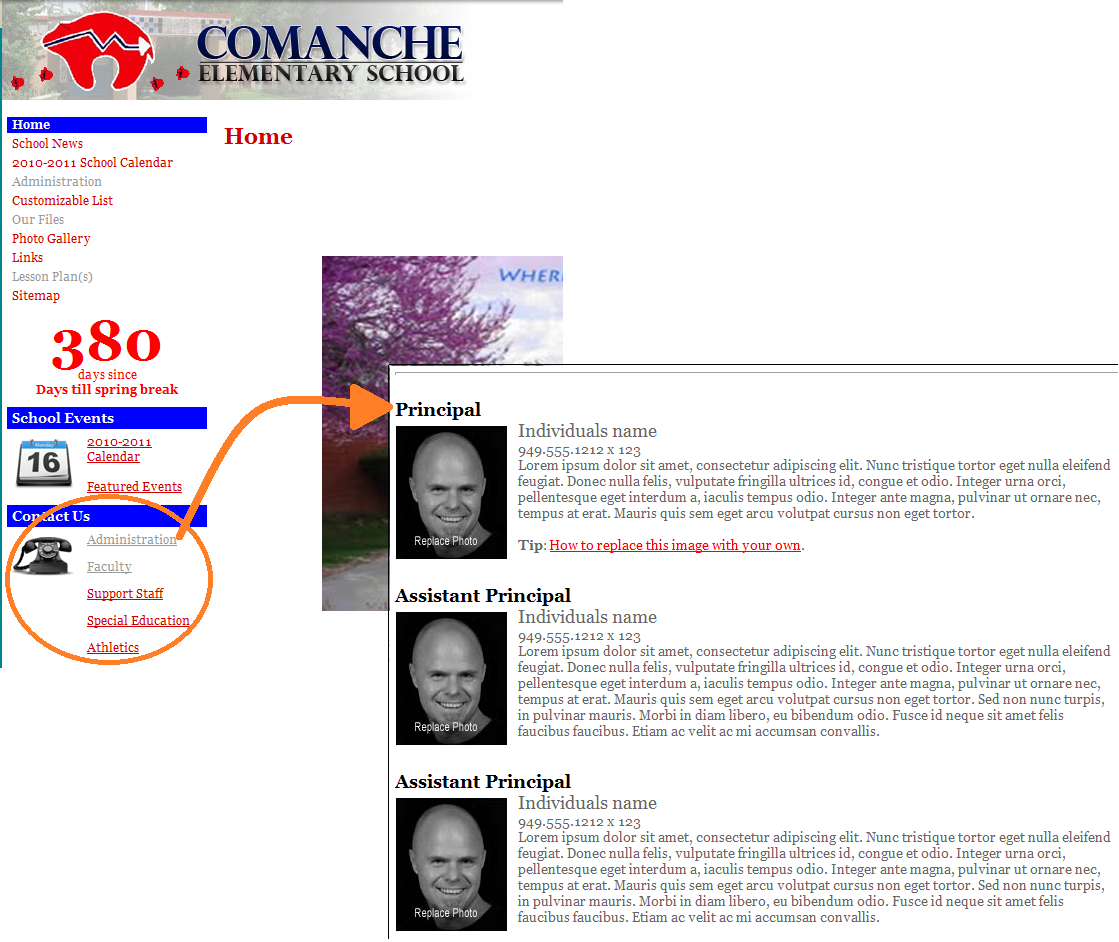 Contact Us list