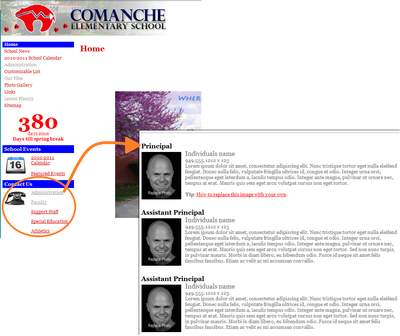 Contact Us list