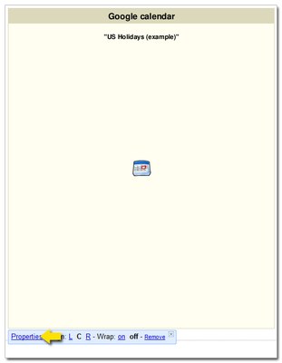Calendar properties