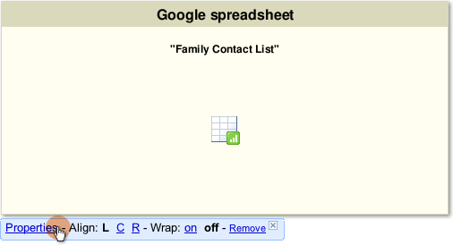 click properties link