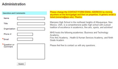 Administration contact form