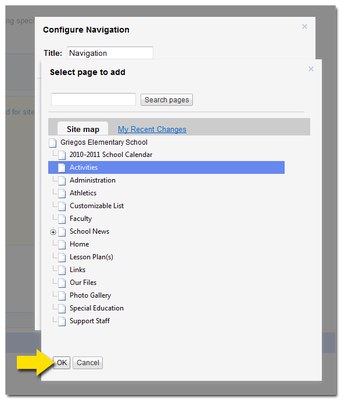 Select new page for navigation