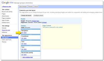 Site Layout Edit Navigation