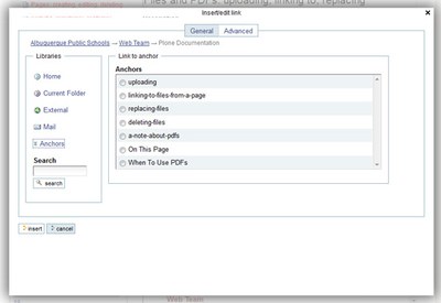anchor option in type list