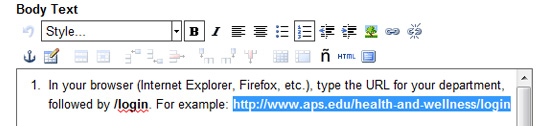highlighted text to link