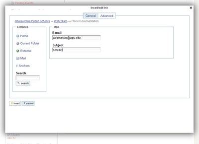 email option in type list